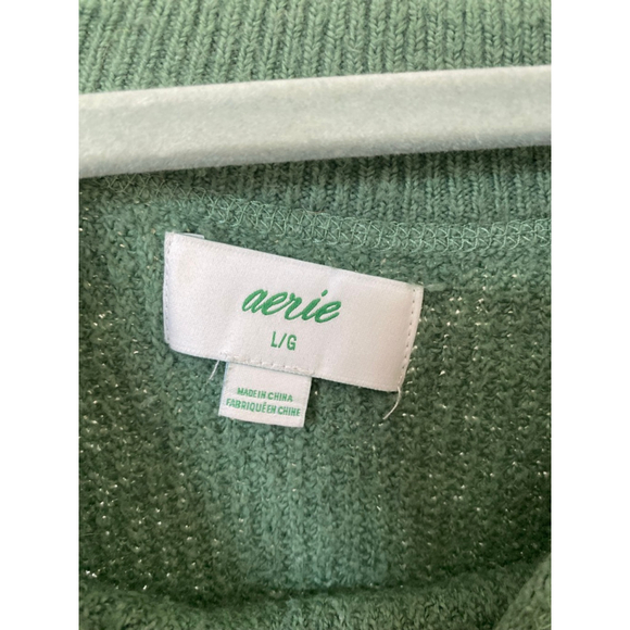 Aerie Sage Green Oversized Knit Sweater Cozy Soft Girl Buttery Soft Lounge Boho - Picture 5 of 8